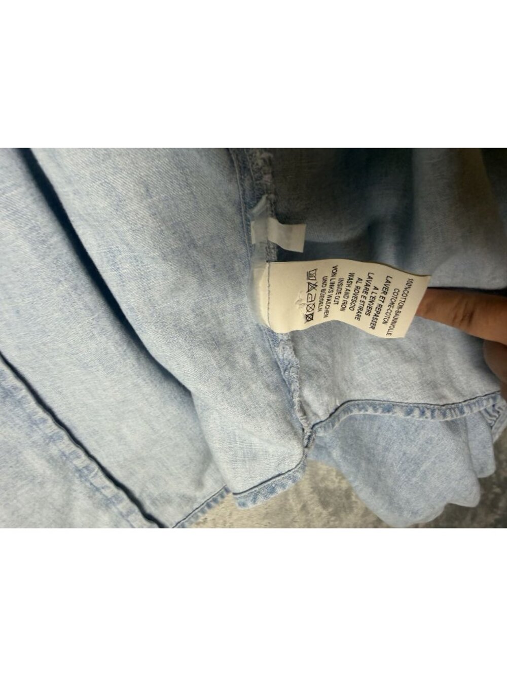 TOMBOY Womens Small Light Chambray Balloon Sleeve Button Down Shirt 100% COTTON - Picture 4 of 5